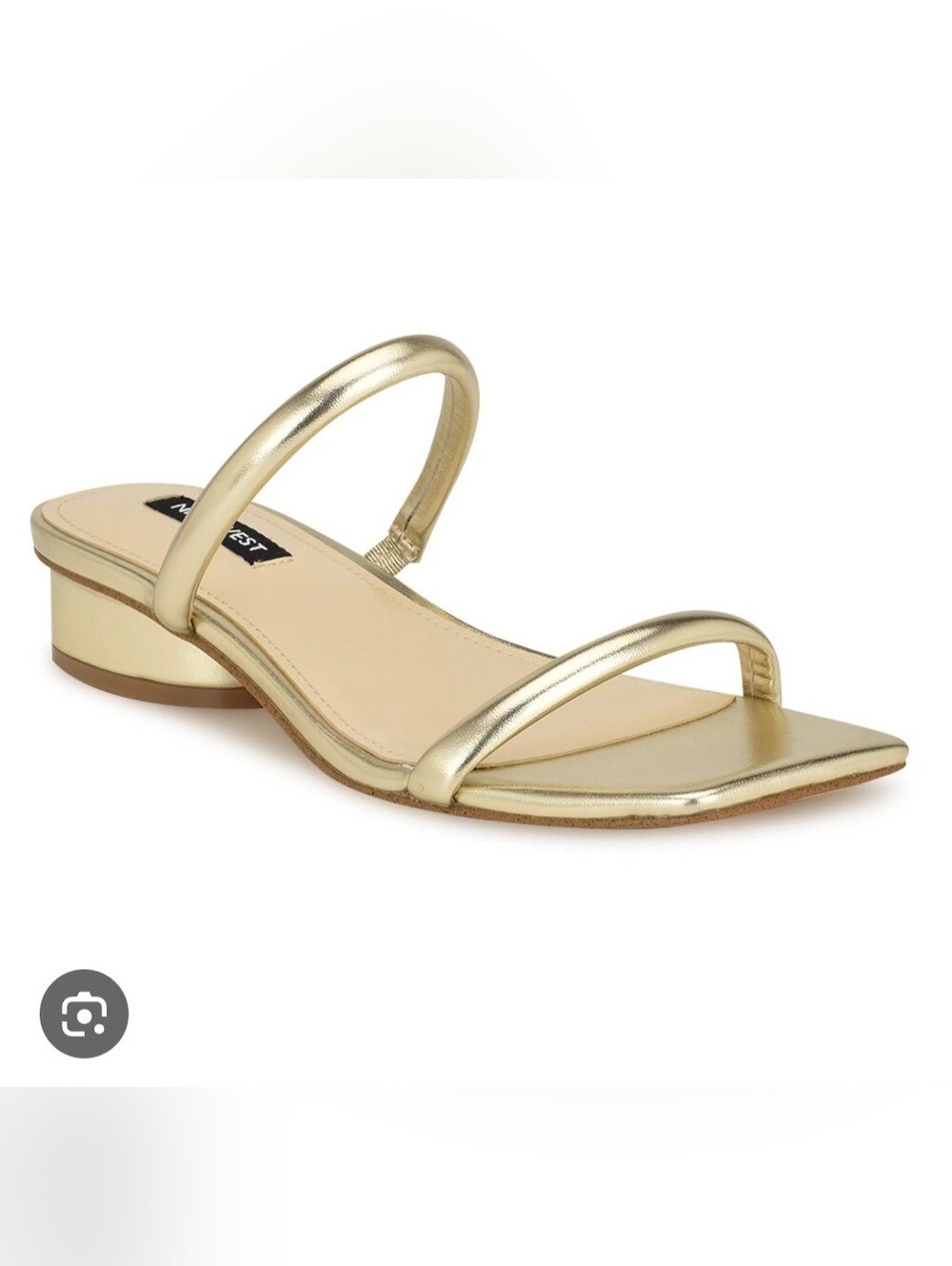 Nine West Womens Morella Slide Sandals Gold Strappy Low Block Heel Size 9.5 Us